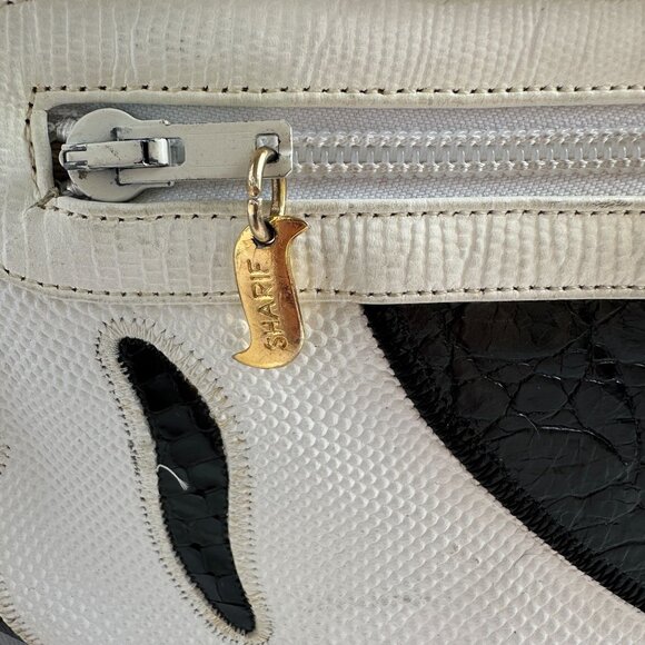 1980s Sharif Black and White Leather Crossbody - Picture 10 of 13